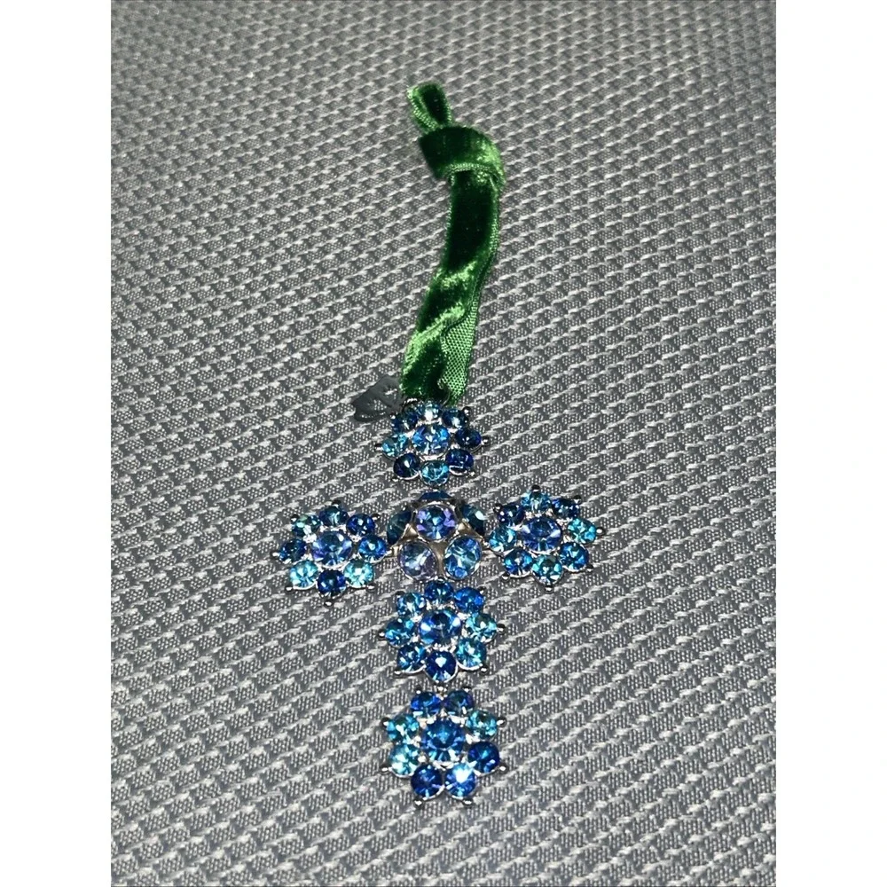 Wenceslaus Crown Ornament‎ Collection Blue Bohemian Crystal Cross Ornament Czech